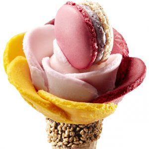 Eisrose und Eismacaron