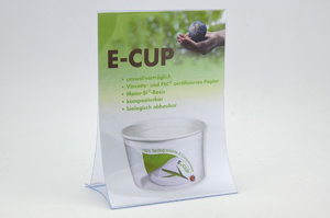 E-CUP Thekenaussteller zur Kundeninformation