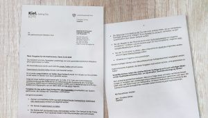 Post aus Kiel zu Corona Maßnahmen in der Gastronomie